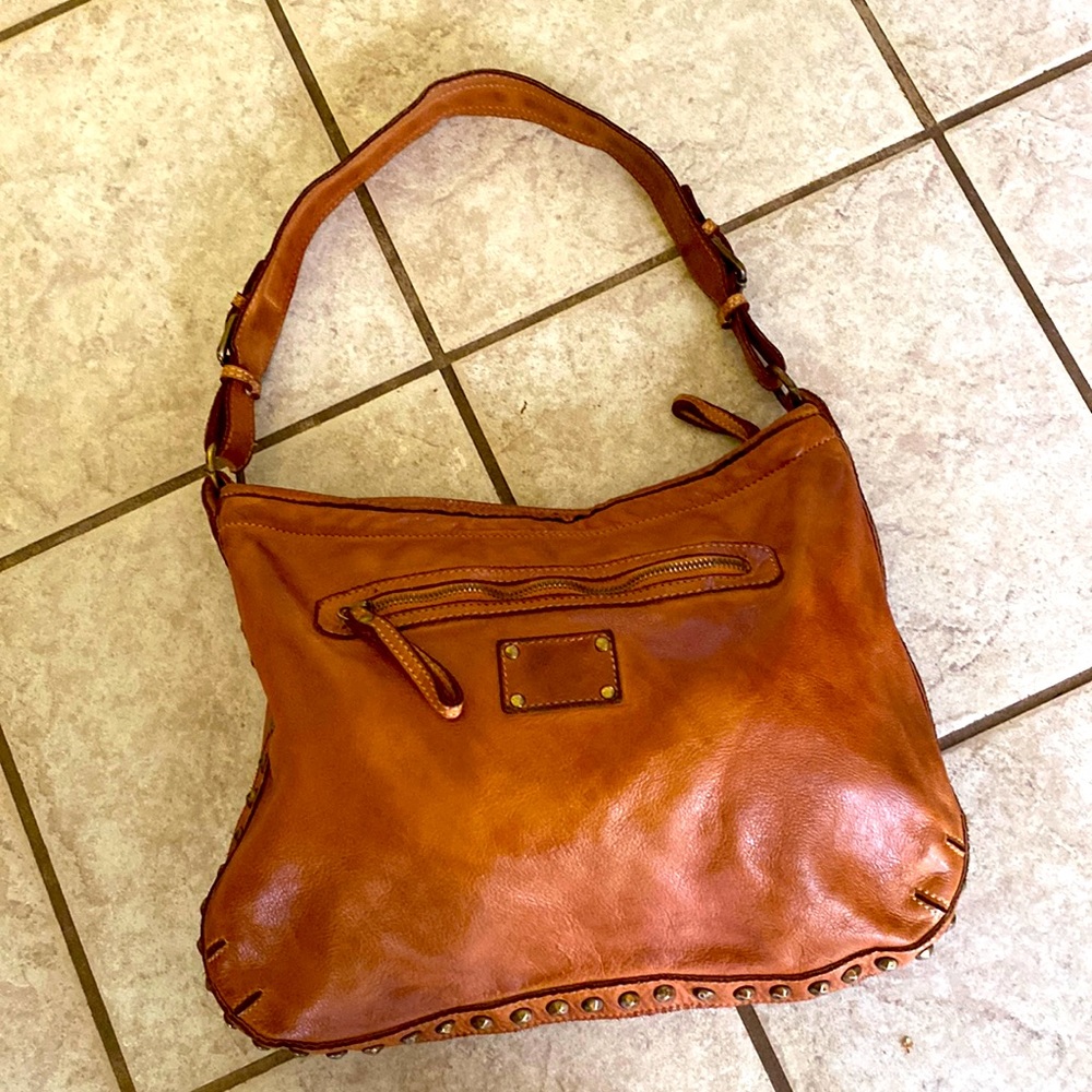 Viola castellani brown leather studded bag